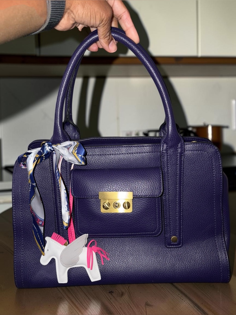 3.1 Phillip Lim Purple Leather Satchel with Gold Hardware
